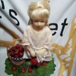 Vintage Porcelain Doll with Apples